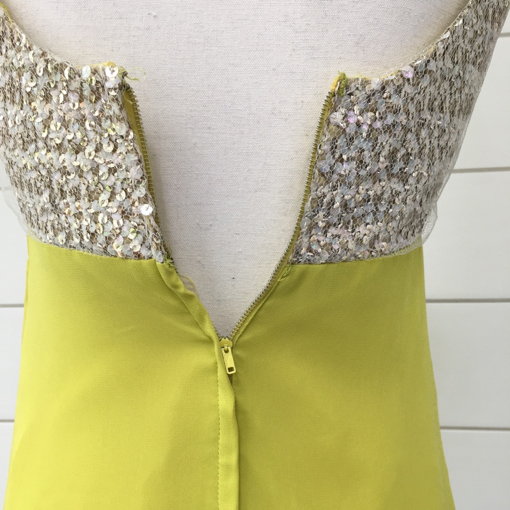 Vintage 60s Chartreuse Sequin Dress - Picture 5 of 6